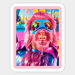 Hot Pink Dog in Doggles Sticker